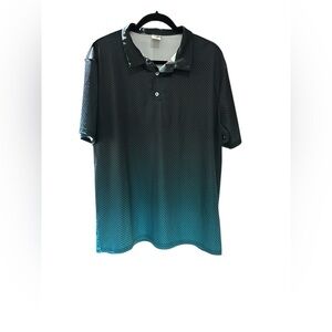 Stylish Gradient Polo Shirt in Black and Blue NWOT